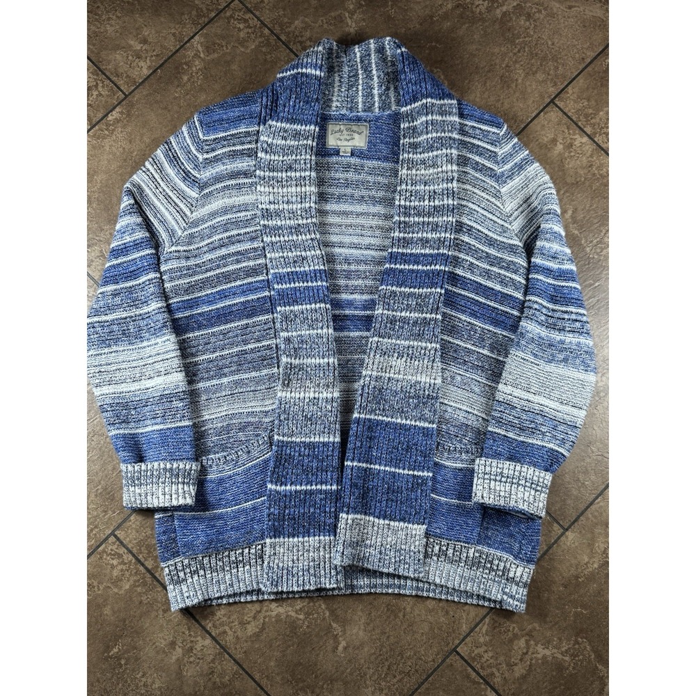 Lucky Brand Blue Long Open Duster Cardigan Boho Sweater Topper Size L